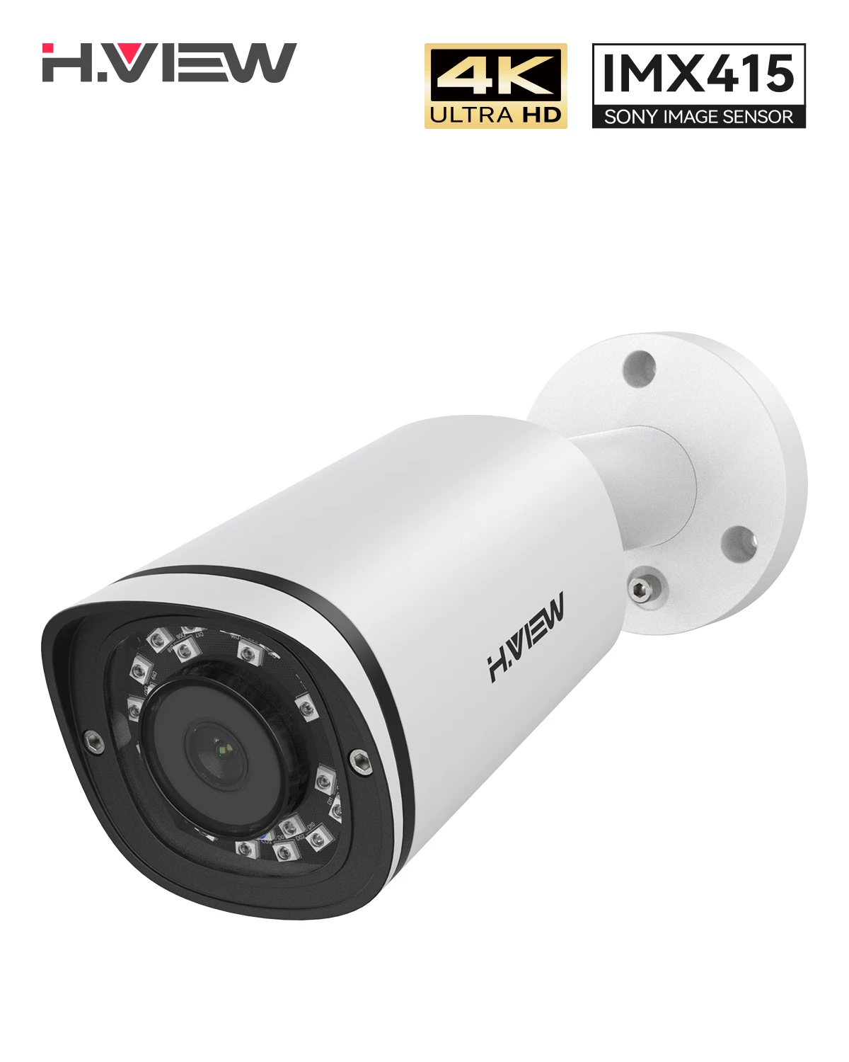 

H.view Уличная ip-камера H.265 Ultra HD 4K POE 8 Мп, IP-камера с распознаванием лица, цветным ночным видением, двухканальным аудио для системы видеонаблюдения