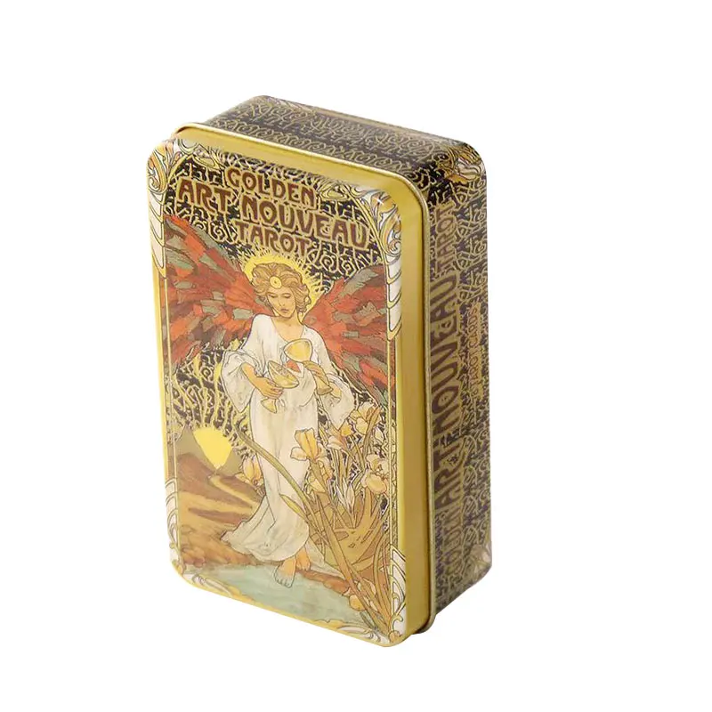 

Golden Art Nouveau Tarot Deck in a Tin Box Gilded Edge For Beginners Fortune Telling Game Card