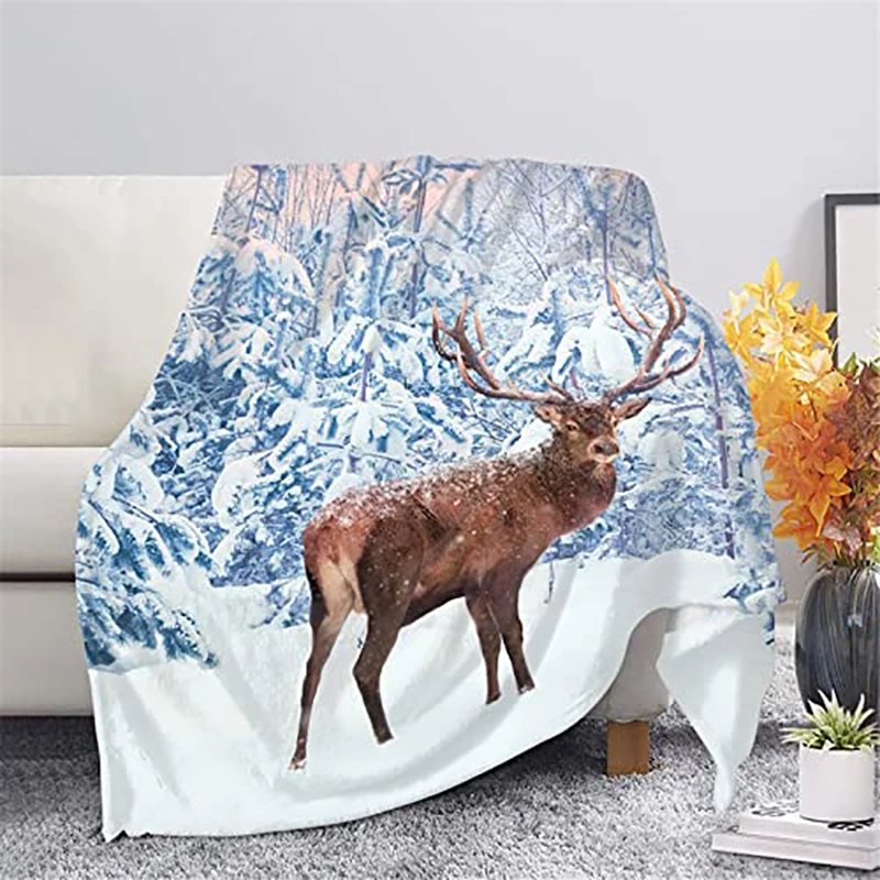 

ElK Deer Throw Blanket Plush Warm Soft Cozy Fleece Flannel Throw Blankets Bedspread for Nap Sofa Shawl Bed Cover Queen King Size