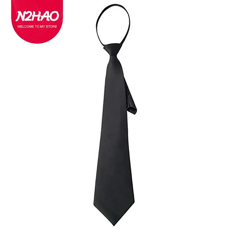 

Unisex Ties Retro Solid Silky Narrow Neckties Slim Smooth Necktie Korean Style Elegant All-match Trendy Zippered Lazy Bow Tie
