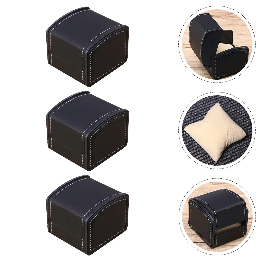 

3 шт., флип-бокс для часов, контейнер против царапин, одинарный держатель, браслет с дугой, Мужской органайзер для браслета из ПУ кожи