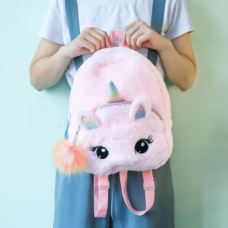 Unicorn Children Bag Cartoon Schoolbags For Girls Kindergarten Small Bags Pink Backpack School Grade 1  Handbag Plush Toy Bags