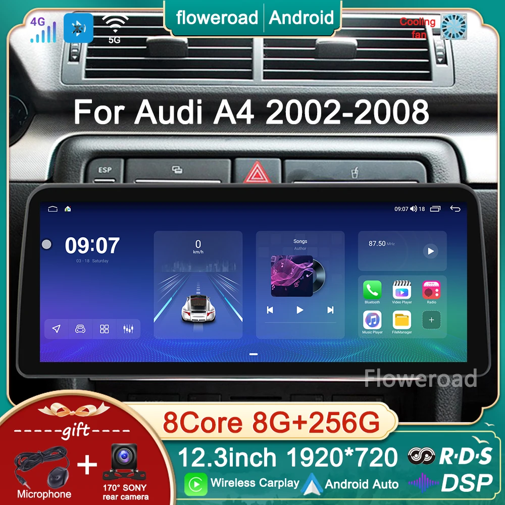 Мультимедийная магнитола для Audi A4 B8 B7 B6 S4 RS4 SEAT Exeo 12,3 ...