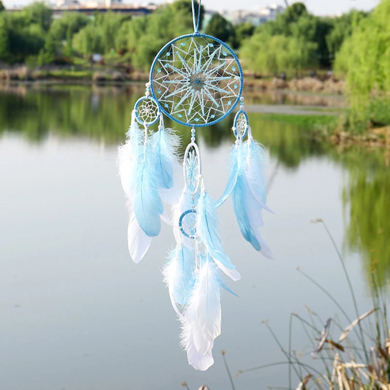 Лидер продаж пять колец для Ловца снов настенное украшение ретро Ловец с перьями
