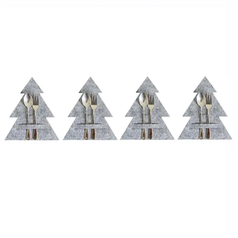 

Органайзеры для столовых приборов в форме рождественской елки, украшения для рождественского стола, 4 шт. вилок, мешков, столовых приборов