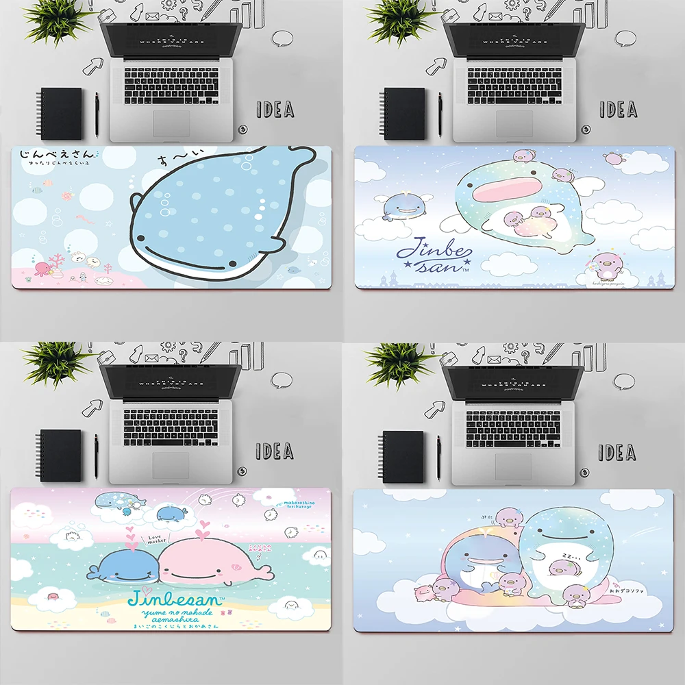 Милый японский игровой коврик для мыши Jinbesan, большой коврик для мыши, компьютерный коврик для мыши для геймеров, большой коврик для мыши XXL, Настольный коврик для клавиатуры, коврик для мыши