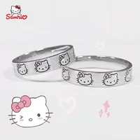 hello kitty ring kawaii sanrio my medol anime silvery adjustable jewelry kulomi couple cartoon rings cute sweet kids girl gifts