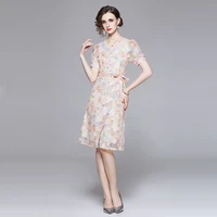 french design sense fairy of the small crowd new baby collar jacquard floral dress in summer 2022