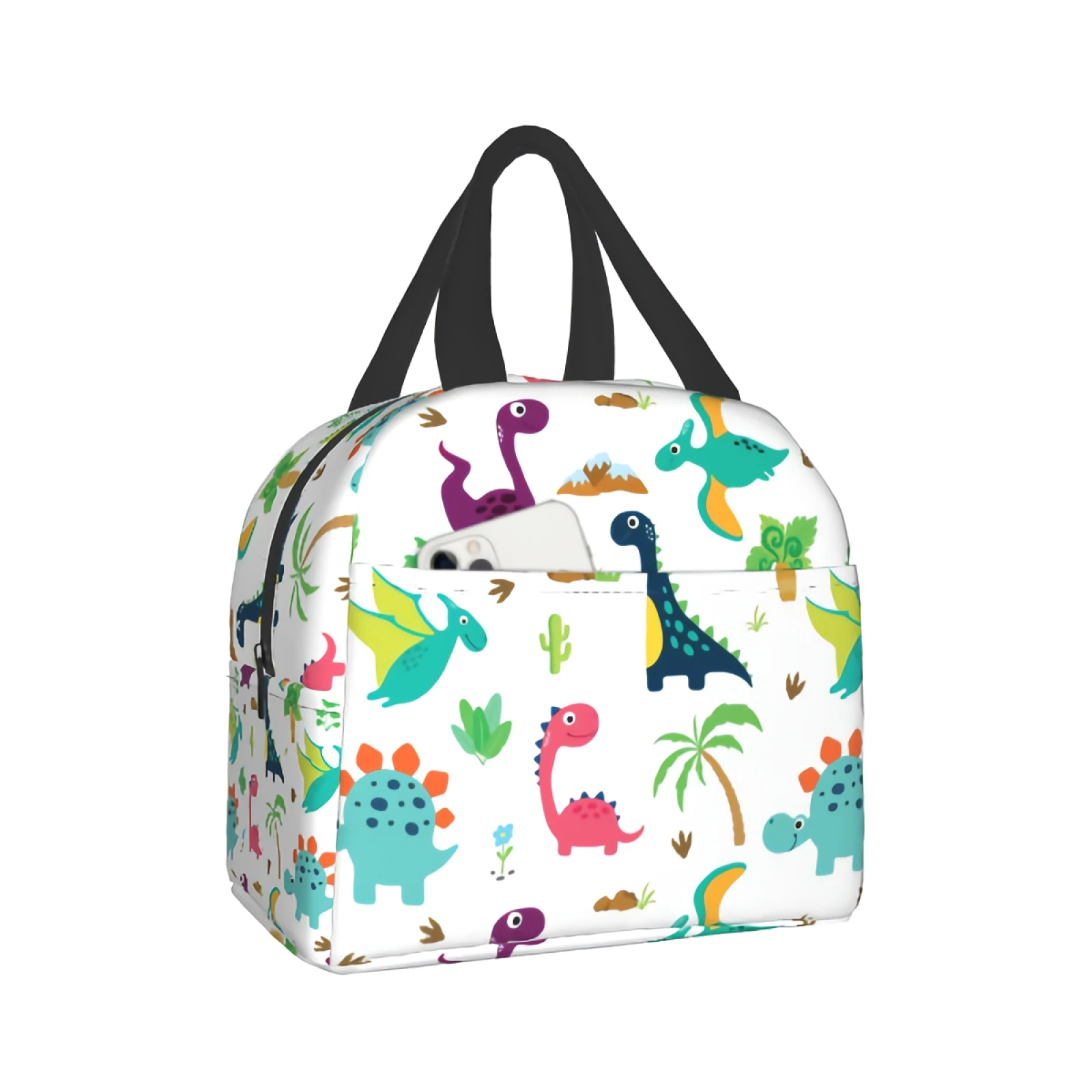 

Cute Dinosaur Portable Insulated Lunch Bag Waterproof Summer Dino Animal Pattern Tote Bento Bag Lunch Tote Imiss