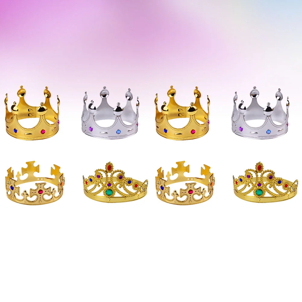 

8pcs Kids Crown Delicate Chic Headdress Queen Crown Cross Crown for Boys Children Kids