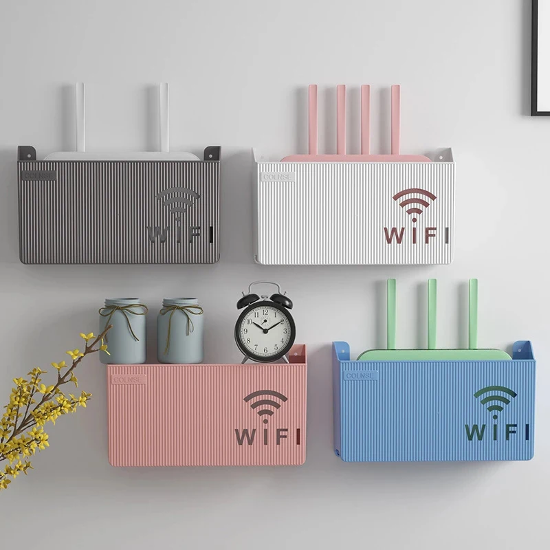 Wifi Router Shelf Storage Box Wall Hanging Box Cable Power Bracket Organizer Box For Dining Room Bedroom Living Room Accessories
