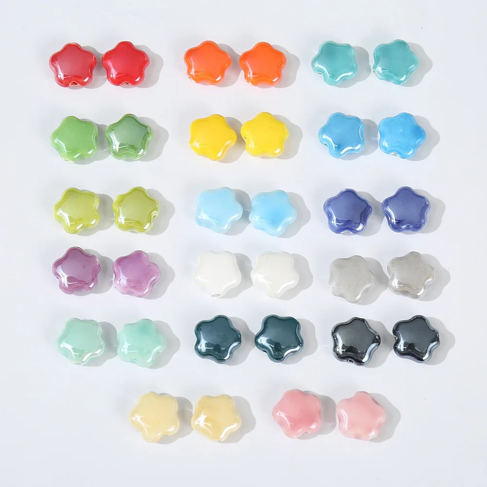

10Pcs 15mm Star Ceramic Beads Glazed Porcelain Loose Beads For Jewelry Making Bracelet Necklace Pendant Keychain Accessories