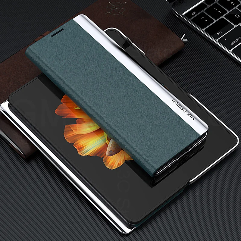 For Xiaomi Mi Mix Fold 6D Plating Leather Flip Phone Case For Mi Mix Fold 5G M2011J18C Electroplated Shockproof Phone Cover Capa