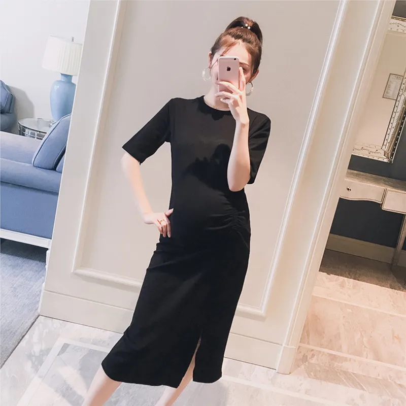 Платье для беременных летнее модное платье с круглым вырезом облегающее макси |