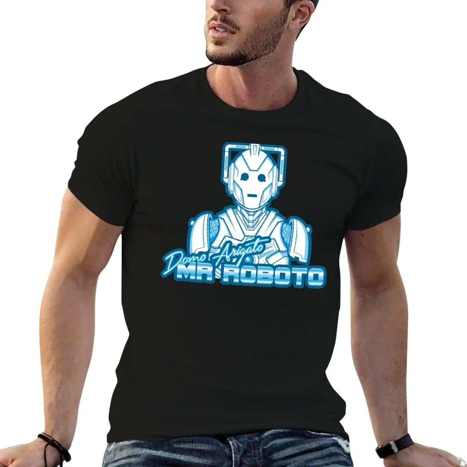 Фото Футболка Mr Roboto, мужские футболки, футболки с графическим рисунком для мужчин, винтажная мужская футболка с графическим рисунком, футболка из 100% хлопка №1