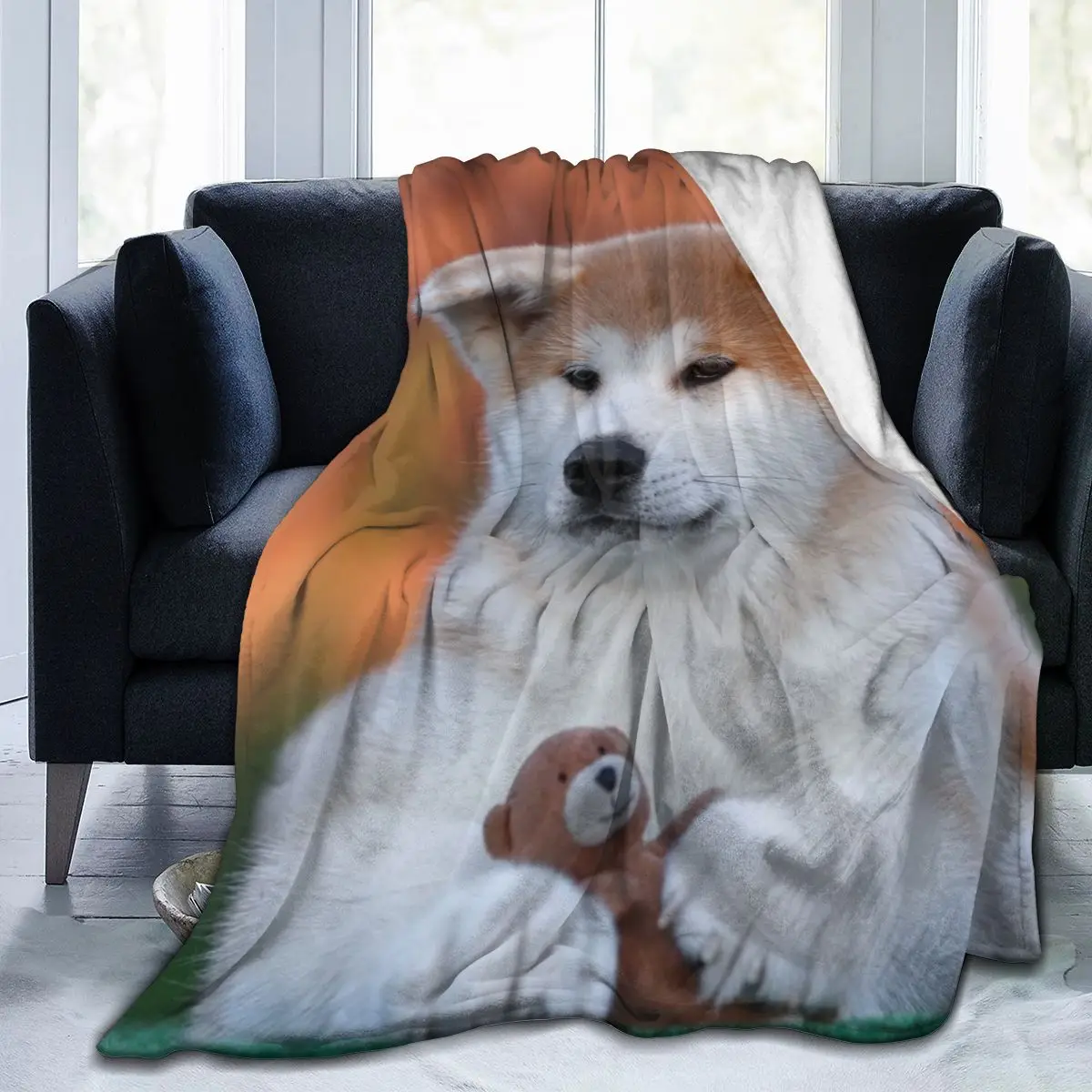 

animal Akita Dog 3D printing printed blanket bedspread blanket retro bedding square picnic wool soft blanket
