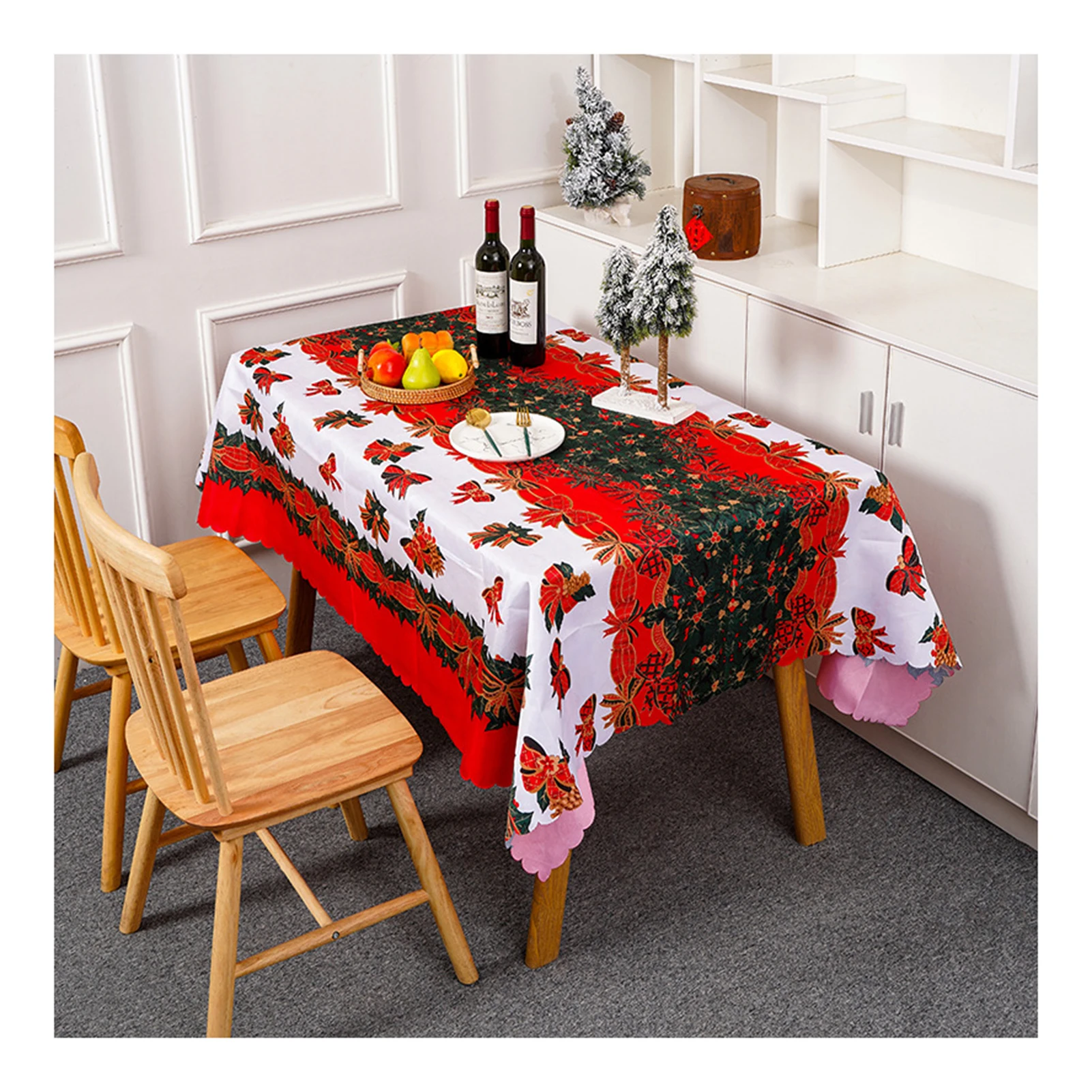 

Christmas Rectangle Table Cloth Washable Polyester Tablecloth Adding More Festive Atmosphere