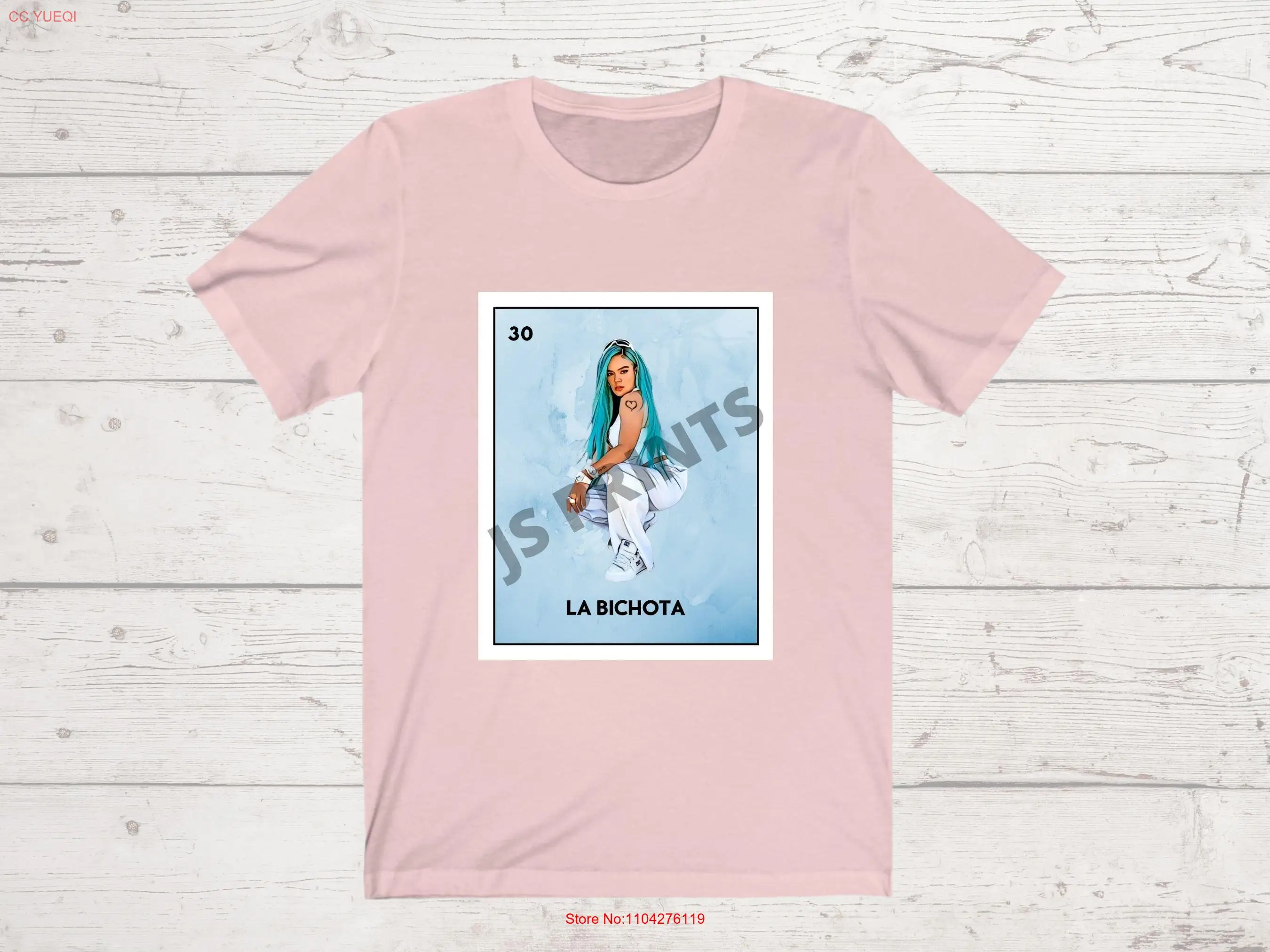 Фото Футболка Karol G Mexican Loteria La Bichota Reggaeton Tusa, забавная испанская футболка Perreo для взрослых с длинными или короткими рукавами №1