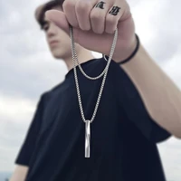 2021fashion new black rectangular pendant necklace mens fashion simple stainless steel chain mens necklace jewelry gifts