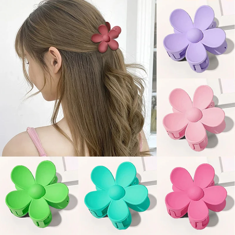 

New Frosted Hair Clip Chic Flower Matte Barrettes Crab Hairpins Mini Hair Claws Solid Color Fashion Hair Styling Accessories