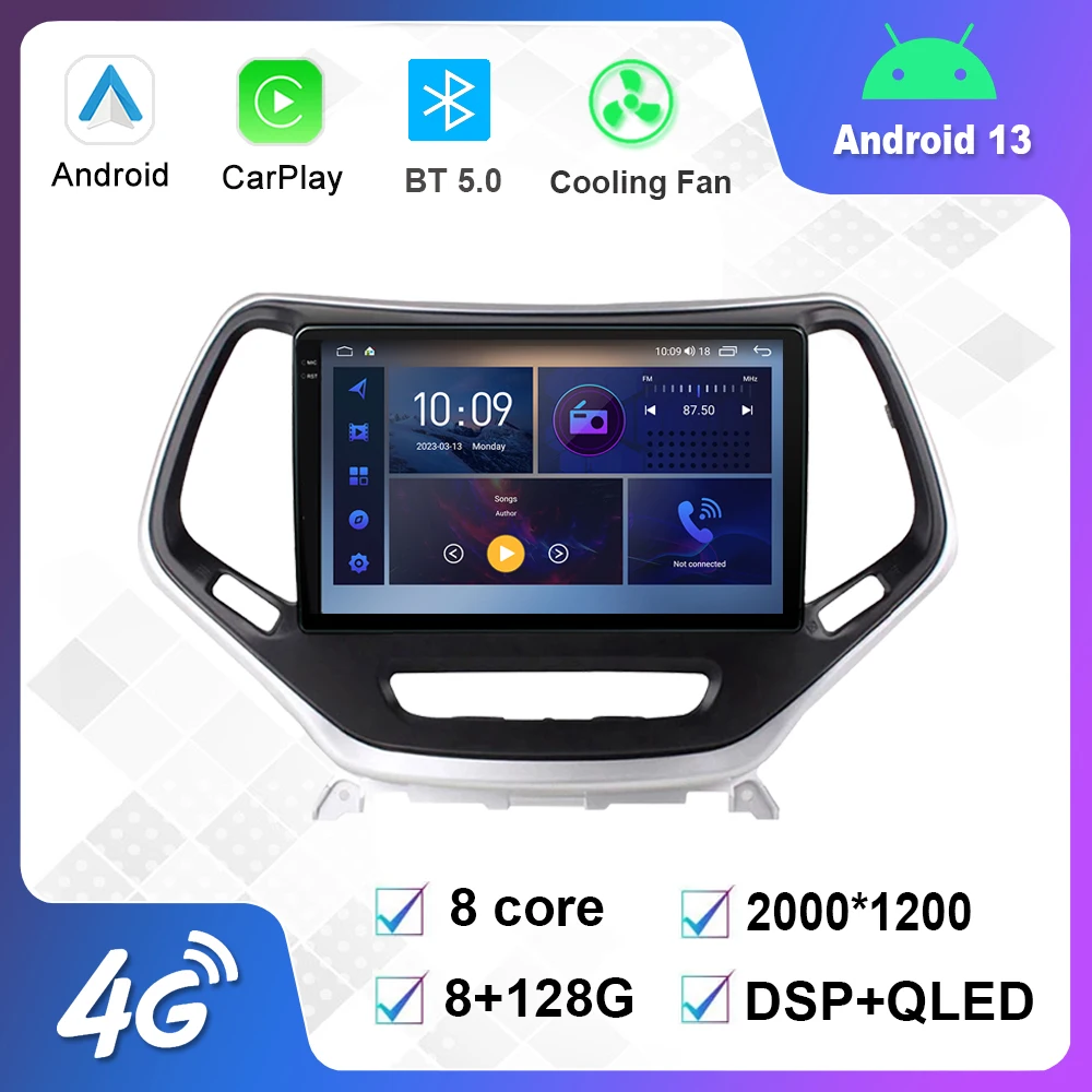 

10.1 Inch Android 12.0 Multimedia Player Auto Radio For Jeep Cherokee 5 KL 2014-2018 GPS Carplay 4G WiFi DSP Bluetoot