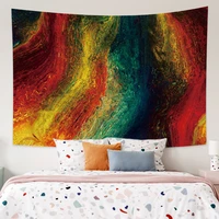 gradient oil painting abstract artwork tapestry wall hanging bohemian hippie planet psychedelic witchcraft aesthetics room decor