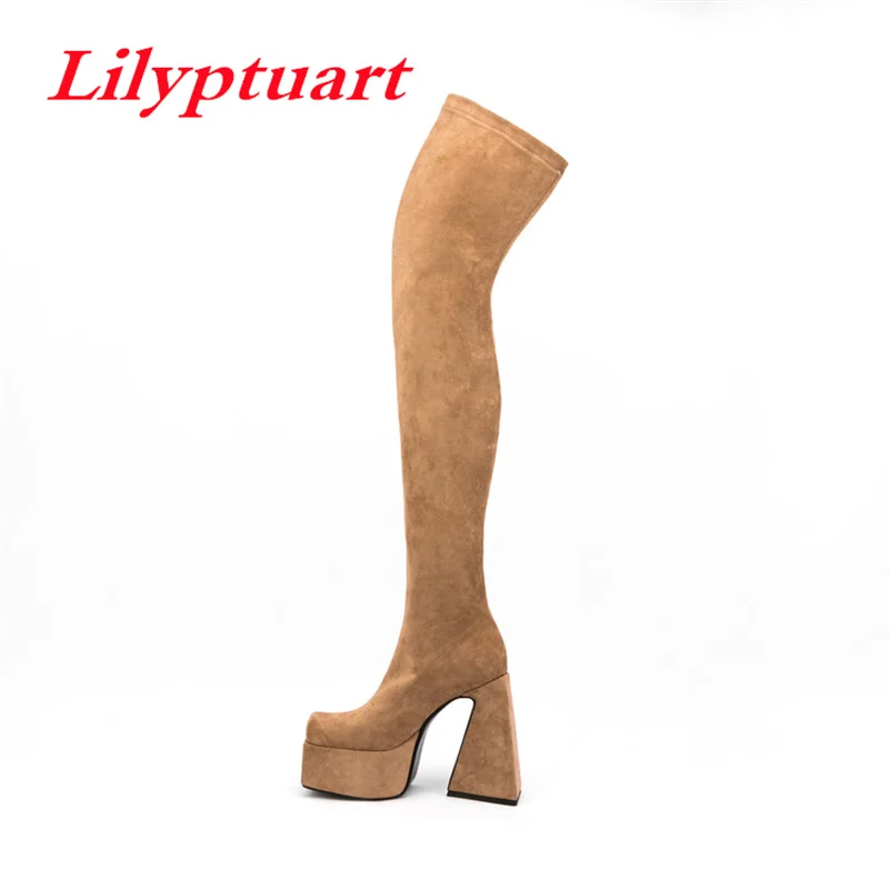 

Lilyptuart Over-the-knee Elastic Boots for Women, 2022 Winter Thick-soled Super-high-heeled Long Boots Designer Shoes,plus Size