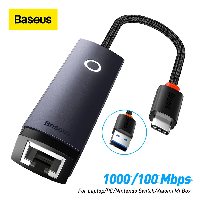 

Baseus USB Type-C RJ45 Adapter 100/1000Mbps USB Ethernet Network Card for Laptop PC Mi Box Nintendo Switch USB Lan