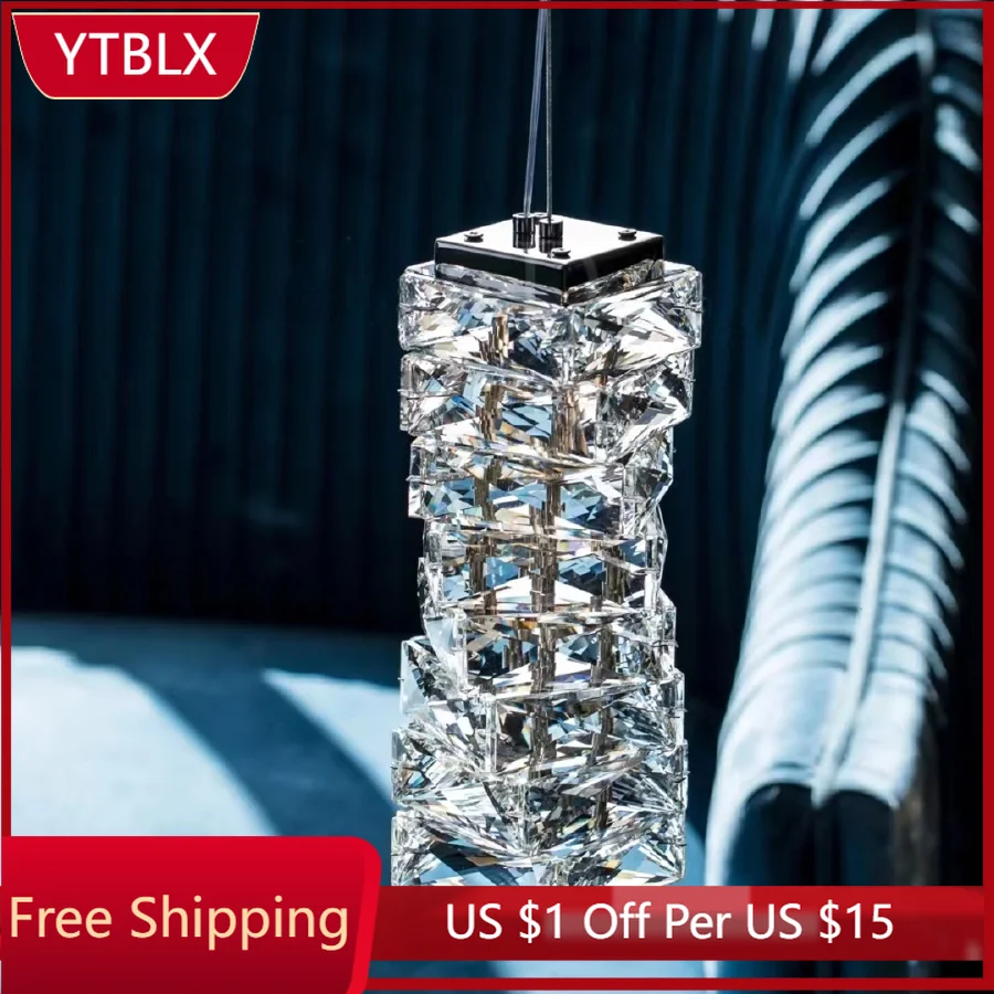 

IWP Chrome Crystal Pendant Lamp Luxurious Hanging Light Indoor Decoration LED Shining Lamp Living room Bedroom Background Lamp