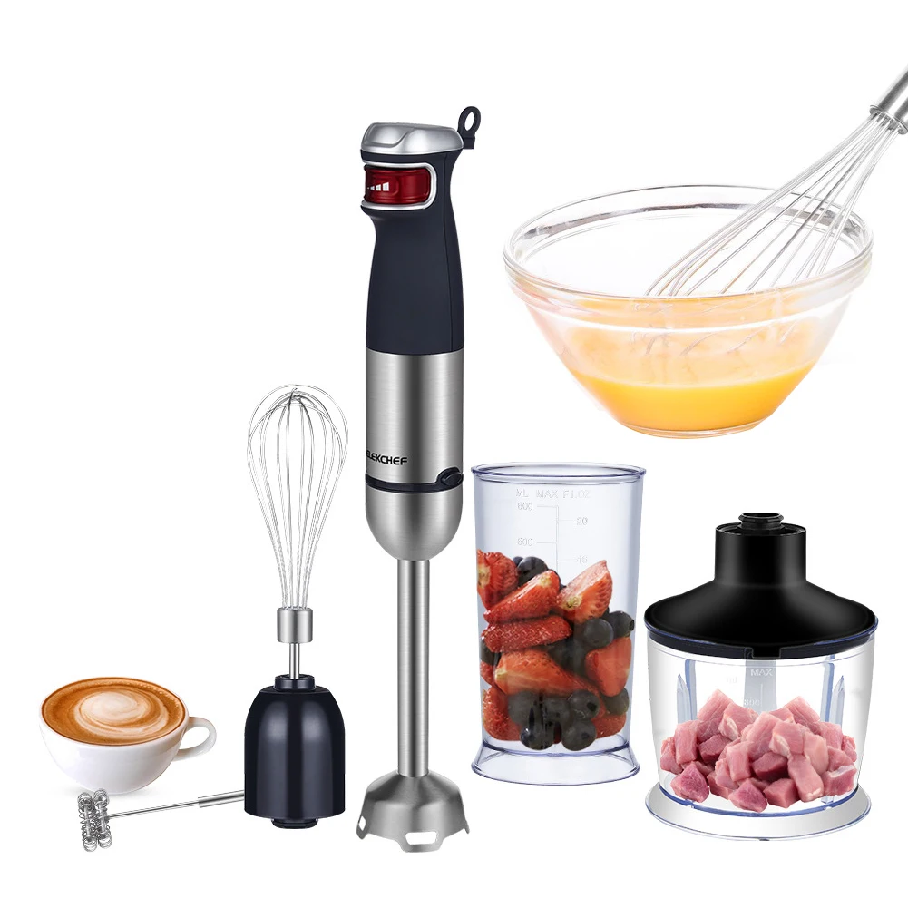 

5in 1 Multifunctional 1200W 220V-240V Electric Hand Stick Blender Immersion Handheld Mixer Food Processor Chopper Beater Frother
