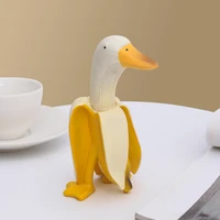 resin duck peeled bananas sculptures creative desktop decoration toys cute duck shape statues kids cartoon animal ornaments