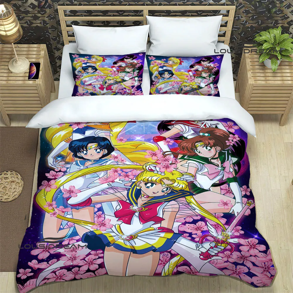 Cartoon S-Sailor-M-Moon Bedding Sets exquisite bed supplies set duvet cover comforter bedding luxury birthday gift