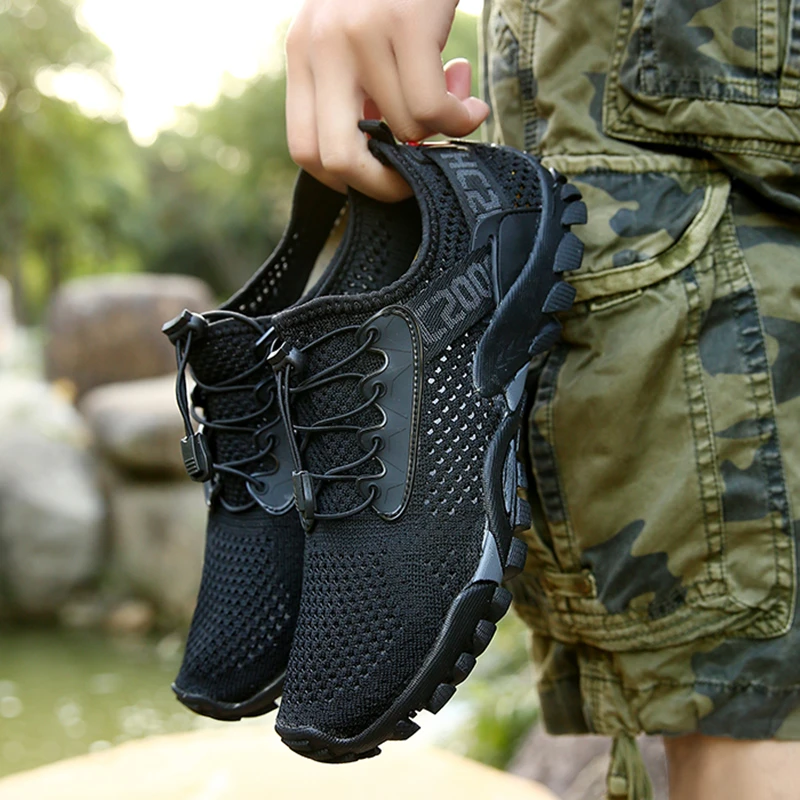 SENAGE Men Hiking Shoes Mesh Breathable Male Sneakers Summer Outdoor Trail Trekking Mountain Climbing Sports Camping Shoes