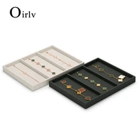 oirlv pu leather 3 grid necklace bracelet display tary 25202 5cm multi directional jewelry counter display stand jewelry props