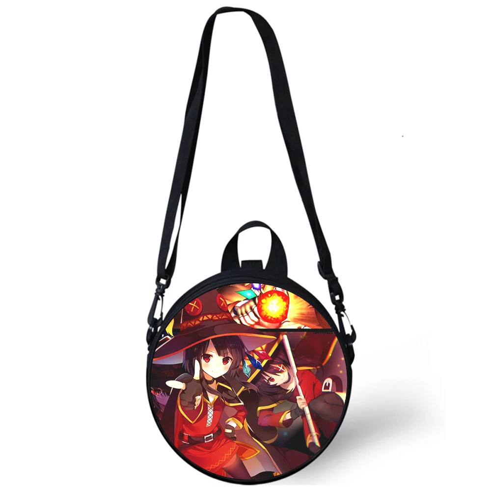 Konosuba Megumin cute Anime Child kindergarten Bag 3D Print Crossbody Shoulder Bags School Women Mini Round Bagpacks Rugtas Bag