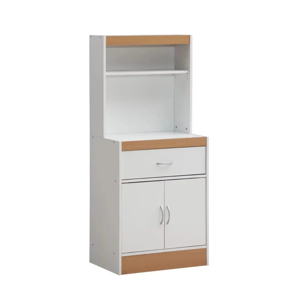 

54" Tall Open Shelves, 1-Drawer and Bottom Enclosed Storage Kitchen Cabinet Living Room Cabinets