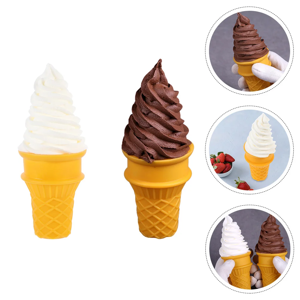 

2 Pcs Simulation Ice Cream Modeling Figurine Small Bulk Toys Kids Puppet Lovely Plastic Cone Statue Child Mini