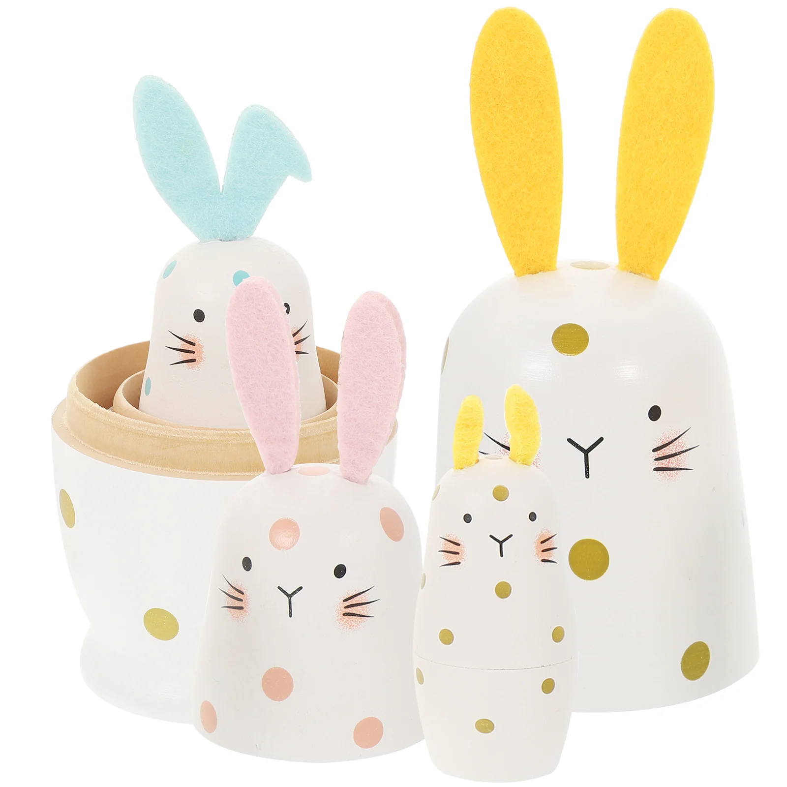 

1 set of Rabbit Russian Nesting Wooden Nesting 4-layer Stacking Dolls