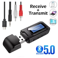 5 0 bluetooth adapter wireless lcd display usb bluetooth receiver music audio transmitter for pc tv car 3 5mm aux jack adaptador