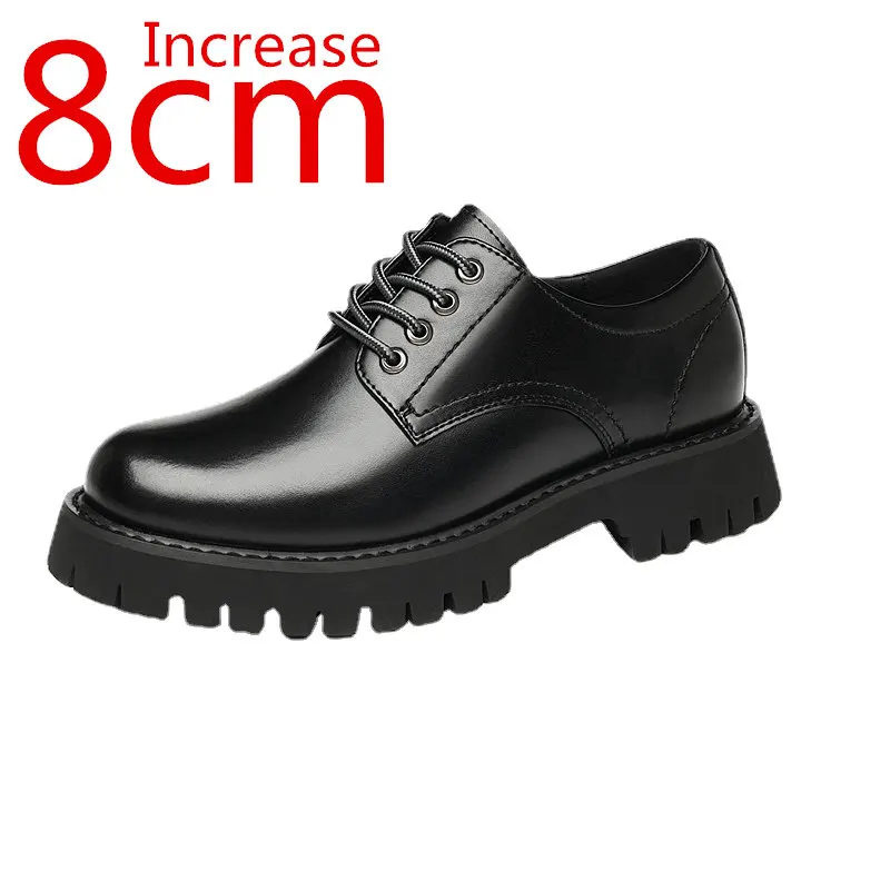

Increased 8cm Men Formal Leather Shoes Thick Soles Elevator Invisible Leather Shoes Premium Business Derby Wedding Shoes for Men