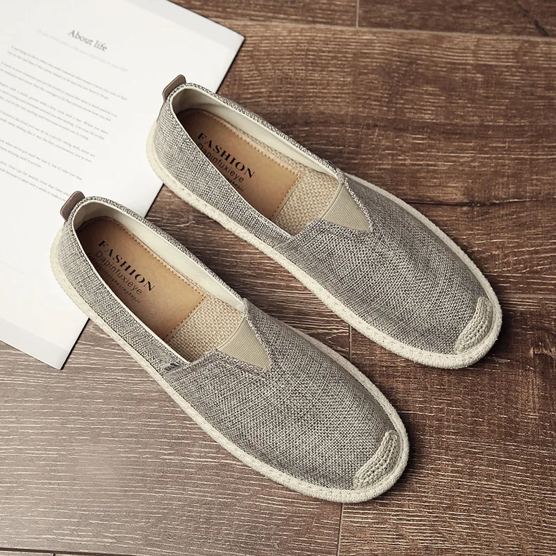 

Breathable Linen Casual Men's Shoes Old Beijing Cloth Shoes Canvas Summer Leisure Flat Fisherman Driving Shoes Wicking