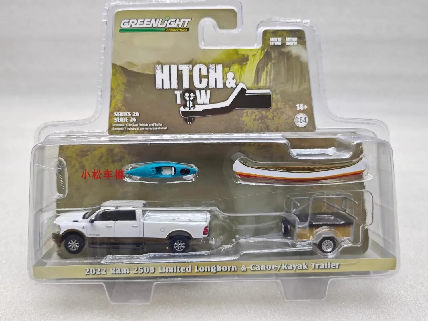 1:64 2022 Ram 2500 Linited Longhorn &amp Canoe/Kayak прицеп литая под давлением модель автомобиля из
