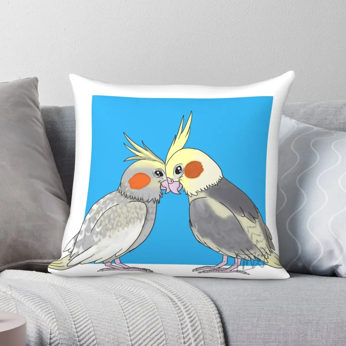 

Cockatiels Square Pillowcase Polyester Linen Velvet Printed Zip Decor Throw Pillow Case Home Cushion Cover