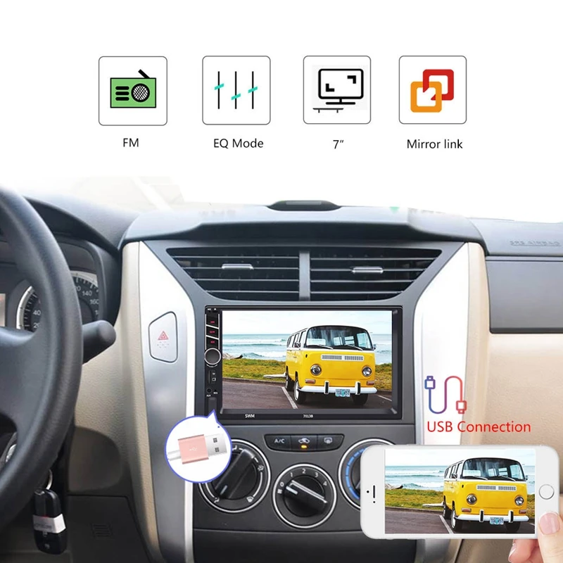 Автомагнитола Carplay универсальная 2 Din для Nissan Kia Toyota MP5 сенсорный экран |