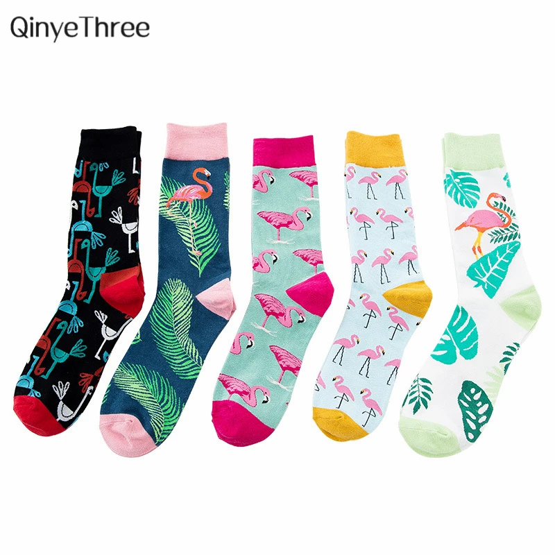 

Cool Flamingos Jacquard Men Socks Hip Hop Crew Funny Bird Street Happy Socks Men Harajuku Divertidos Skateboard Chaussette Homme