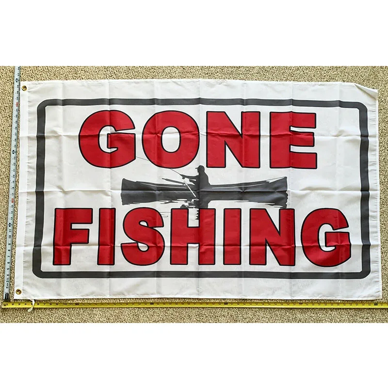 

Fishing Flag FREE SHIPPING Gone Fishing W Hunters Outdoors USA Redneck Sign 3x5' yhx0362