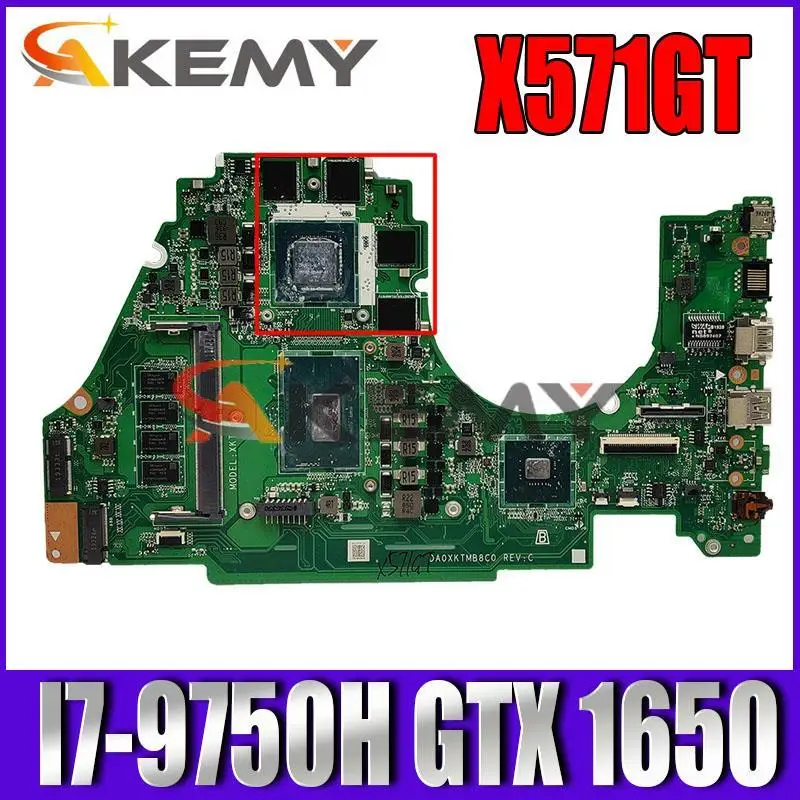 

X571GT Motherboard For ASUS VivoBook X571G X571GD K571GD VX60GT Laotop Mainboard X571GT I7-9750H CPU 8GB RAM GTX 1650/V4G