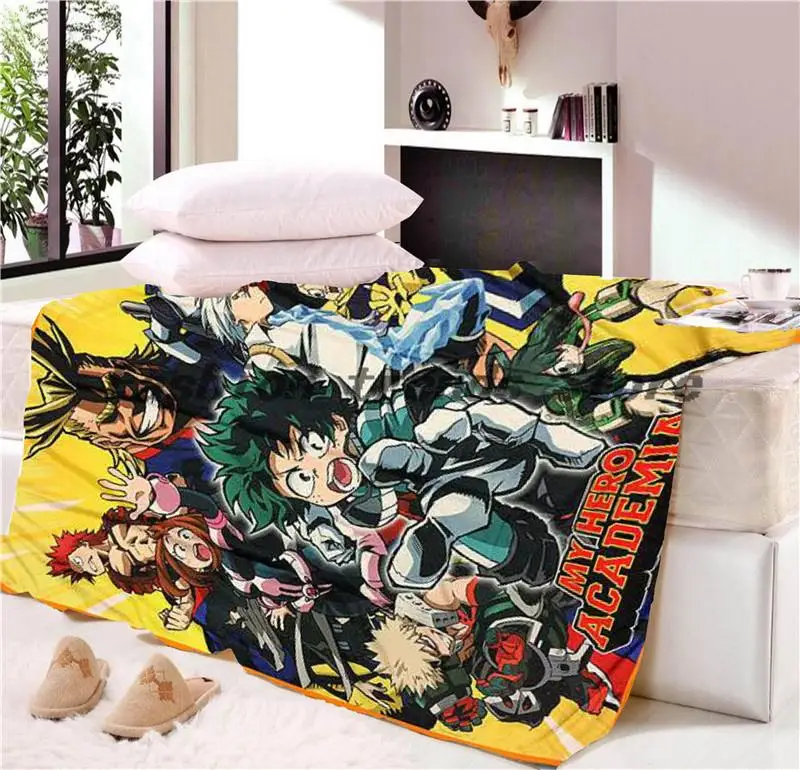 

Cartoon My Hero Academia Blanket Mat Bedroom Living Room Soft Wall Bedspread Beach Picnic Home Warm Cover Cosplay