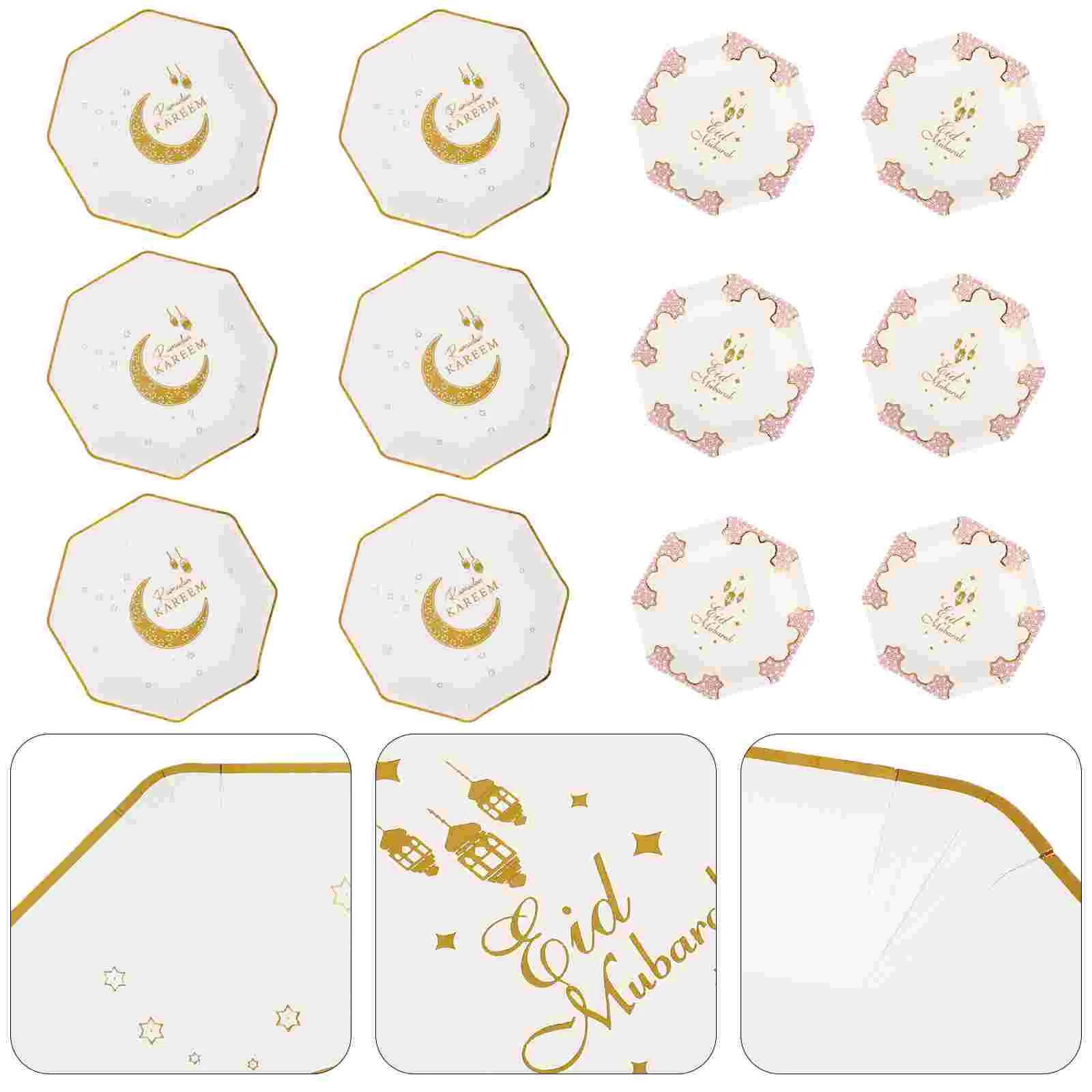 

20 Pcs Eid Theme Paper Plates Party Food Plates Gatherings Disposable Plates