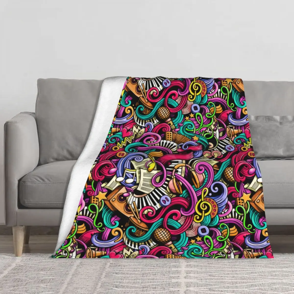 

Pop Art Print Blanket Your Own Music Customize Knee Throw Blanket On the Bed,Bed,Beds,For Bed,Bedroom Fleeze Blankets